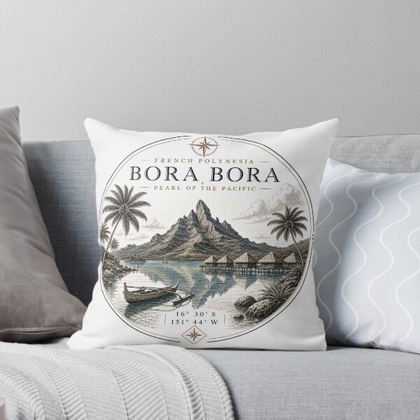 Item preview, Bora Bora Premium Line Art | Mount Otemanu & French Polynesia Coordinates  designed and sold by Nicole8912.