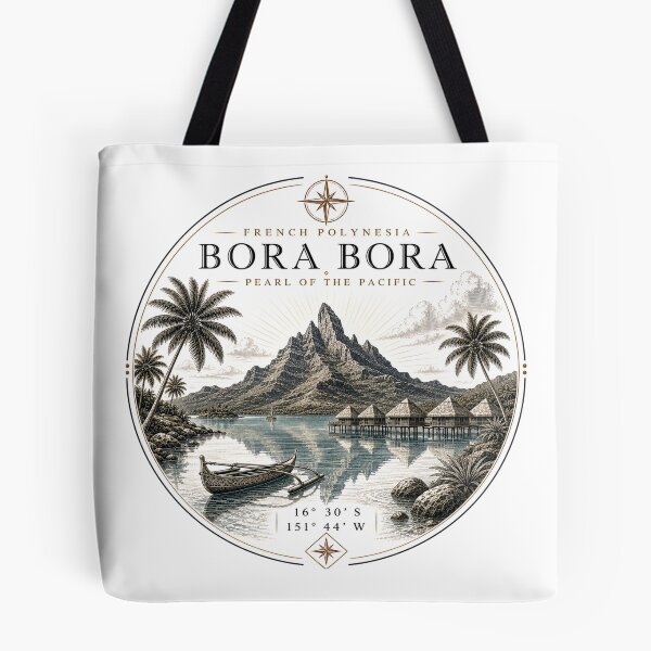 Item preview, Bora Bora Premium Line Art | Mount Otemanu & French Polynesia Coordinates  designed and sold by Nicole8912.