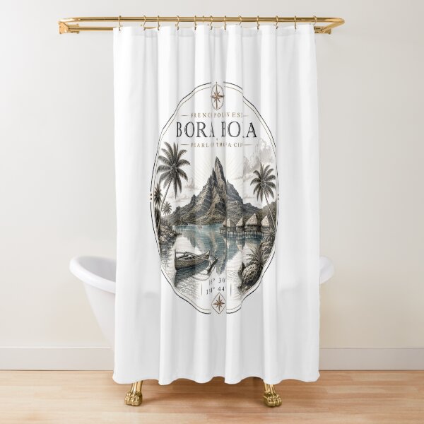 Item preview, Bora Bora Premium Line Art | Mount Otemanu & French Polynesia Coordinates  designed and sold by Nicole8912.