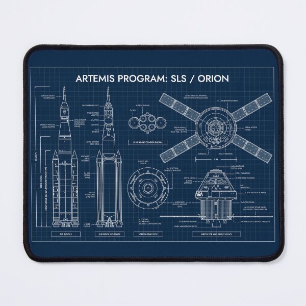 Item preview, Artemis Program. SLS and Orion Spacecraft (Navy Blueprint) designed and sold by BGALAXY.