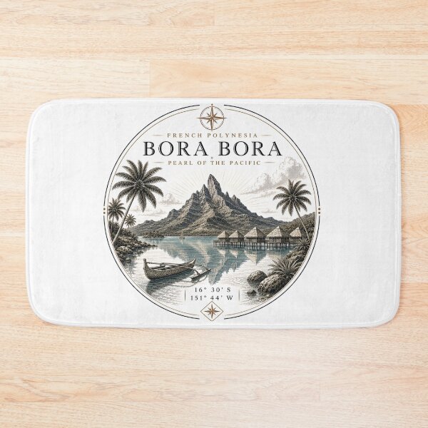 Item preview, Bora Bora Premium Line Art | Mount Otemanu & French Polynesia Coordinates  designed and sold by Nicole8912.
