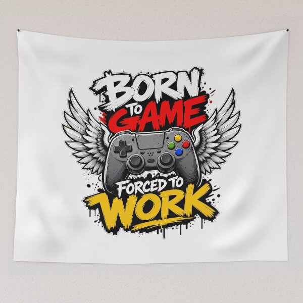 Item preview, Gamer play station Born To Game Forced To Work T-Shirt - Gamer Controller Wings Design designed and sold by Uglyandcute.