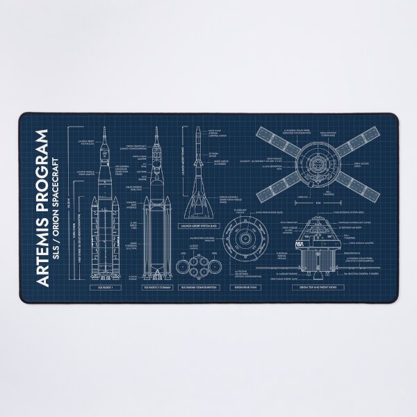 Item preview, Artemis Program. SLS and Orion Spacecraft (Navy Blueprint) designed and sold by BGALAXY.