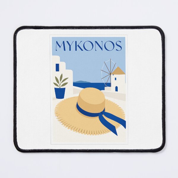 Item preview, Mykonos Straw Hat Travel Poster designed and sold by Beyond Destinations.
