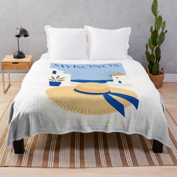 Item preview, Mykonos Straw Hat Travel Poster designed and sold by Beyond Destinations.