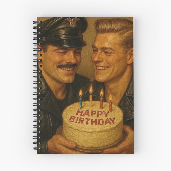 Item preview, Vintage Gay Leather Happy Birthday Sir Tom of Finland Tribute Gay Biker Pride Gay Art Design  designed and sold by ItsAKinkThing.