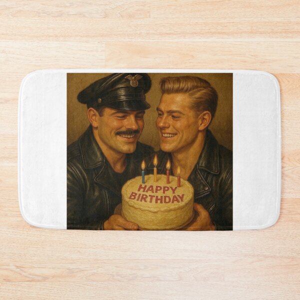 Item preview, Vintage Gay Leather Happy Birthday Sir Tom of Finland Tribute Gay Biker Pride Gay Art Design  designed and sold by ItsAKinkThing.