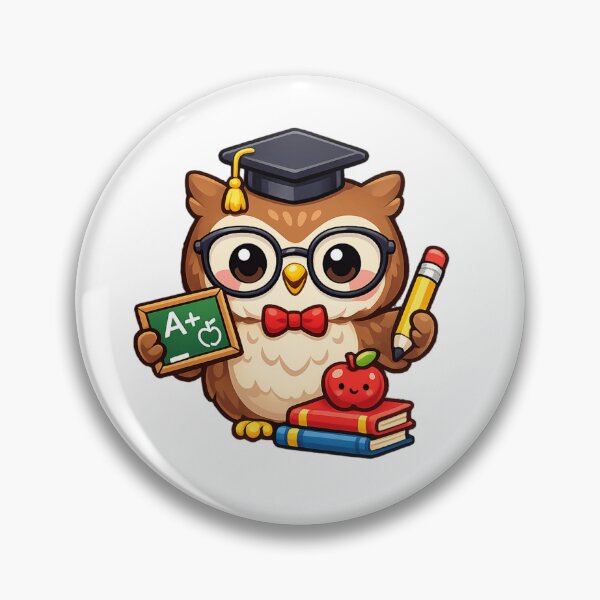 Item preview, Cute Graduation Owl Teacher | Kawaii Professor Owl with Books, Apple & Pencil | Back to School Gift designed and sold by Pixanova.