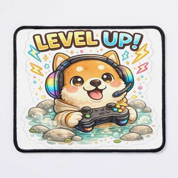 Item preview, Level Up Shiba Gamer Sticker designed and sold by DadStickerStore.