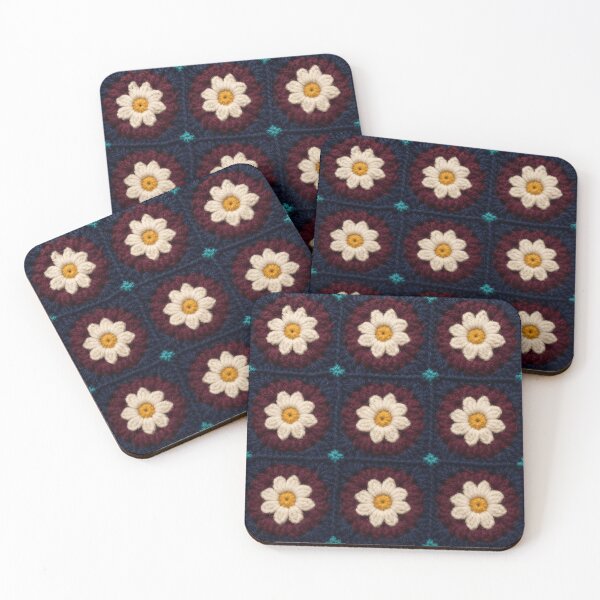 Item preview, Thick Wool Crochet Daisy Burgundy Navy Cream designed and sold by LuisWorks.