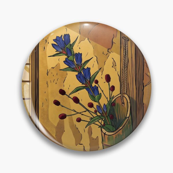 Item preview, Ukiyo-e Autumn Gentian Chabana Woodblock Print designed and sold by conohitoAI-ArtGallery.