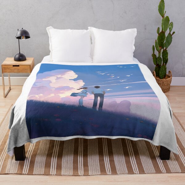 Item preview, Dreamy Anime Couple Sky Clouds Nostalgic Fine Landscape designed and sold by Rehnair.