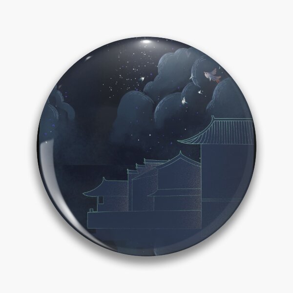 Item preview, Vintage Oriental Night Sky Traditional Architecture Landscape designed and sold by Rehnair.