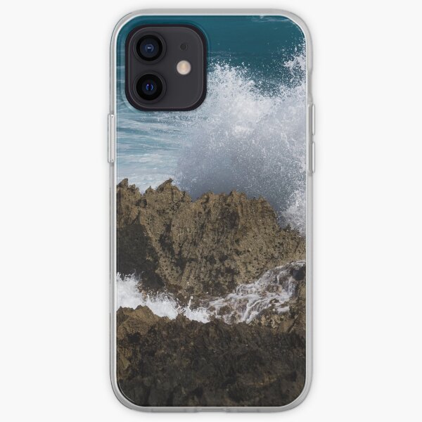 Wave Action - Jagged Lava Rocks and Spume - Act One iPhone Soft Case