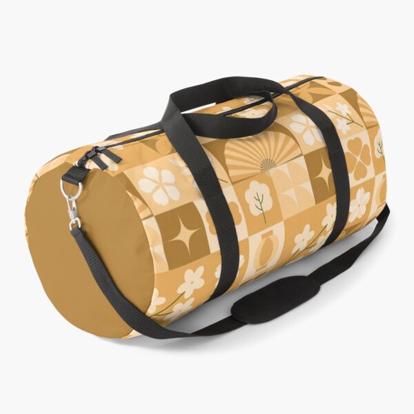 Item preview, Caramel Gold Tile Grid Pattern with Cherry Blossoms and Vases designed and sold by 555Design.