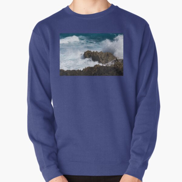 Wave Action - Jagged Lava Rocks and Spume - Act One Pullover Sweatshirt