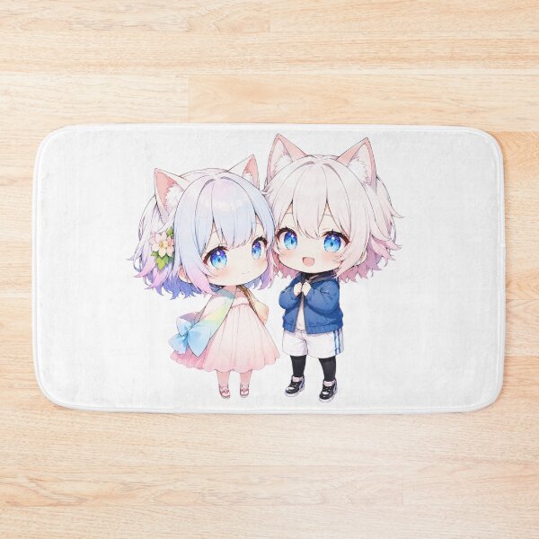 Item preview, Cute White Hair Cat Girl Friends Sticker | Kawaii Chibi Anime Duo designed and sold by ComKomuJapan.