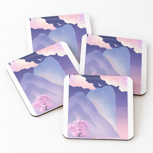 Item preview, Vintage Oriental Blue Mountains Dreamy Anime Cloud Landscape designed and sold by Rehnair.