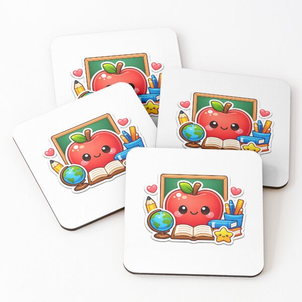 Item preview, Cute Kawaii Apple Teacher | Happy Apple with Books, Globe & Classroom Supplies | Back to School Gift designed and sold by Pixanova.