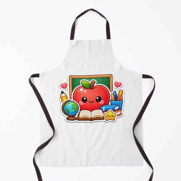 Item preview, Cute Kawaii Apple Teacher | Happy Apple with Books, Globe & Classroom Supplies | Back to School Gift designed and sold by Pixanova.