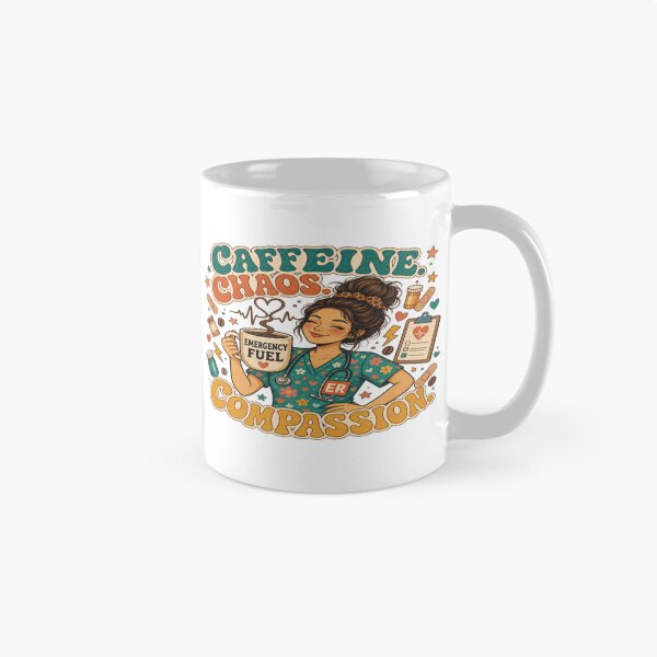 Item preview, Caffeine‑Fueled ER Nurse designed and sold by Mindful56.