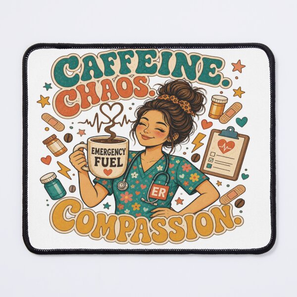 Item preview, Caffeine‑Fueled ER Nurse designed and sold by Mindful56.