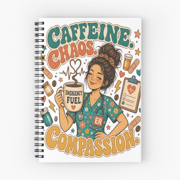 Item preview, Caffeine‑Fueled ER Nurse designed and sold by Mindful56.