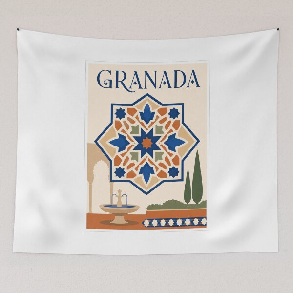 Item preview, Granada Alhambra Tile Travel Poster designed and sold by Beyond Destinations.