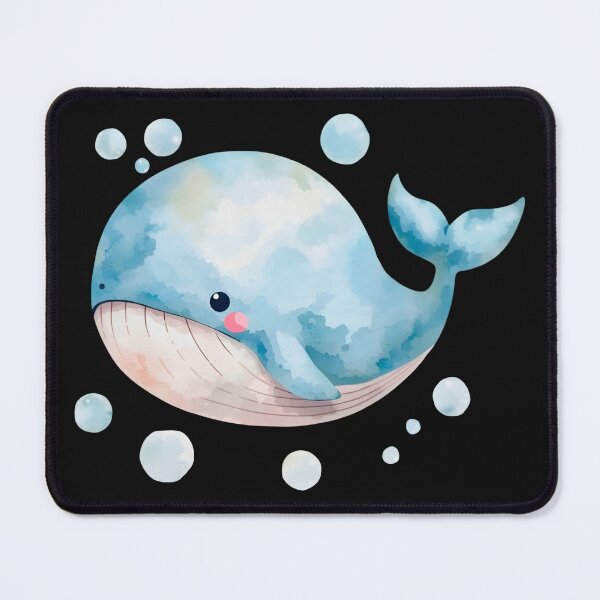 Item preview, Cute Kawaii Blue Whale Watercolor Illustration | Adorable Ocean Animal | Pastel Sea Life Cartoon Sticker designed and sold by PrintelloTH.