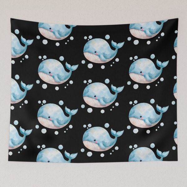 Artikelvorschau, Niedliche Kawaii-Illustration eines blauen Wals in Aquarell | Bezauberndes Meerestier | Pastellfarbener Cartoon-Sticker mit Meeresmotiven entworfen und verkauft von PrintelloTH.