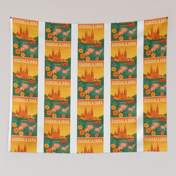 Item preview, Guadalajara Cathedral Axolotls Retro Mexican Travel designed and sold by banisters.
