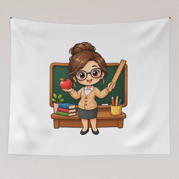 Item preview, Cute Kawaii Teacher | Adorable Teacher Gift | Back to School Cartoon Teacher | Apple & Classroom designed and sold by Pixanova.