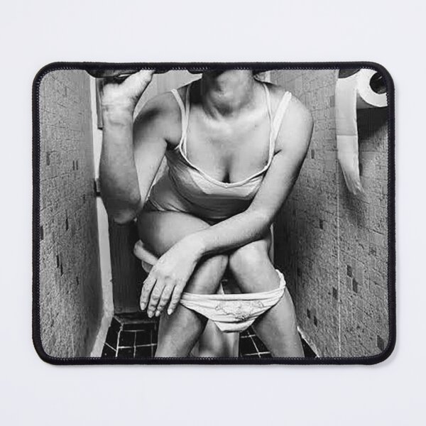 Item preview, Funny Bathroom Girl Drinking Wine Black White designed and sold by chaddillard.