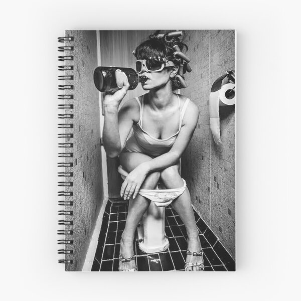 Item preview, Funny Bathroom Girl Drinking Wine Black White designed and sold by chaddillard.