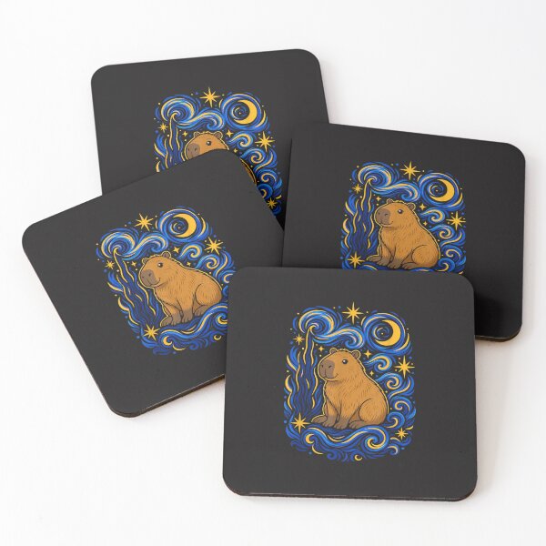 Item preview, Vintage Capybara Japanese Ukiyo-e Inspired Night Sky Animal Art Design designed and sold by kiralynstration.
