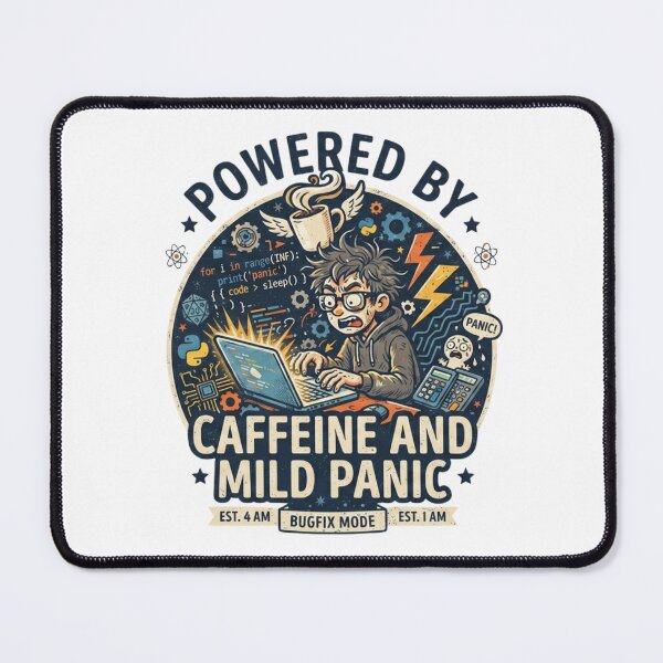 Item preview, Powered by caffeine and mild panic. designed and sold by Niutown.