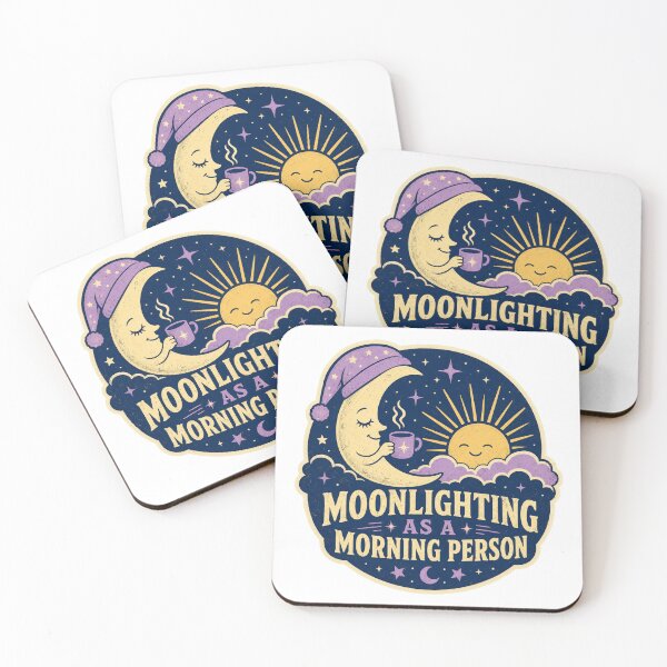 Item preview, Moonlighting as a Morning Person Sleepy Moon designed and sold by Peak Pop Designs | Funny Gifts, Cozy Art & Cute Animals .
