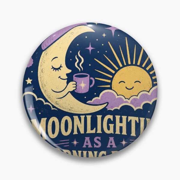 Item preview, Moonlighting as a Morning Person Sleepy Moon designed and sold by Peak Pop Designs | Funny Gifts, Cozy Art & Cute Animals .