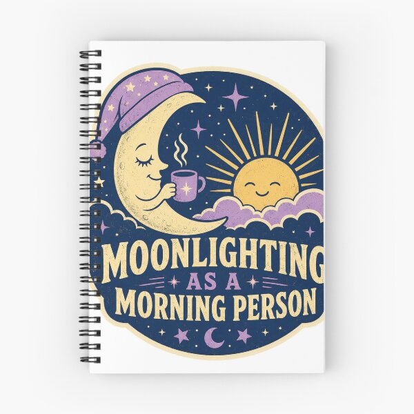 Item preview, Moonlighting as a Morning Person Sleepy Moon designed and sold by Peak Pop Designs | Funny Gifts, Cozy Art & Cute Animals .