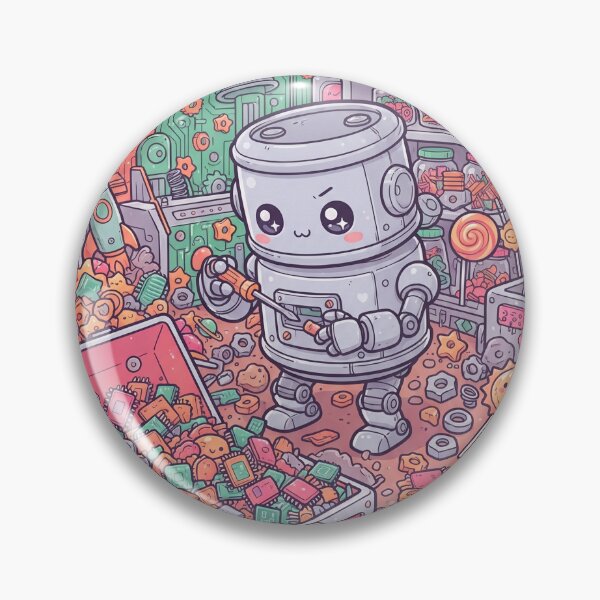 Item preview, Kawaii Robot Tinkering in a Colorful Workshop designed and sold by Itjung-Room.