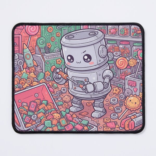 Item preview, Kawaii Robot Tinkering in a Colorful Workshop designed and sold by Itjung-Room.