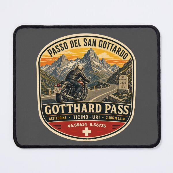 Item preview, Gotthard Pass Switzerland Gotthardpass Motorcycle Sticker TShirt 06 designed and sold by OuterShellUK.
