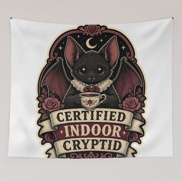 Item preview, Certified Indoor Cryptid Cute Gothic Bat designed and sold by Peak Pop Designs | Funny Gifts, Cozy Art & Cute Animals .
