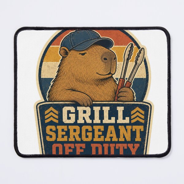 Item preview, Grill Sergeant Off Duty Funny Capybara Barbecue designed and sold by Peak Pop Studio..