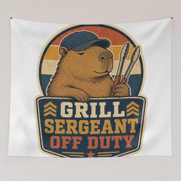 Item preview, Grill Sergeant Off Duty Funny Capybara Barbecue designed and sold by Peak Pop Designs | Funny Gifts, Cozy Art & Cute Animals .