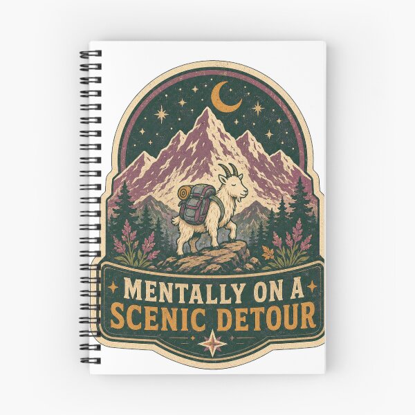 Item preview, Mentally on a Scenic Detour Mountain Goat Adventure designed and sold by Peak Pop Designs | Funny Gifts, Cozy Art & Cute Animals .