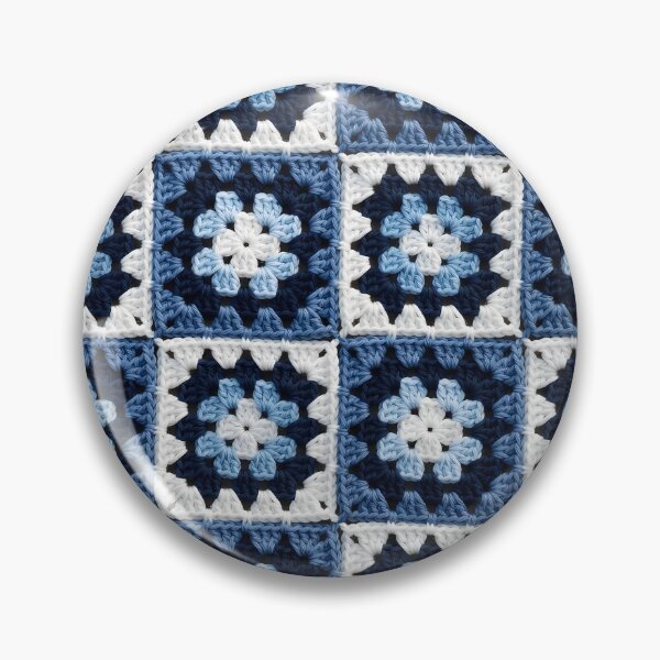 Item preview, Navy Blue Crochet Granny Square Flower Blanket designed and sold by LuisWorks.