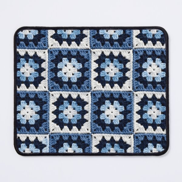 Item preview, Navy Blue Crochet Granny Square Flower Blanket designed and sold by LuisWorks.