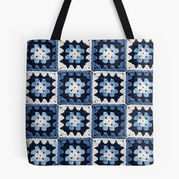 Item preview, Navy Blue Crochet Granny Square Flower Blanket designed and sold by LuisWorks.