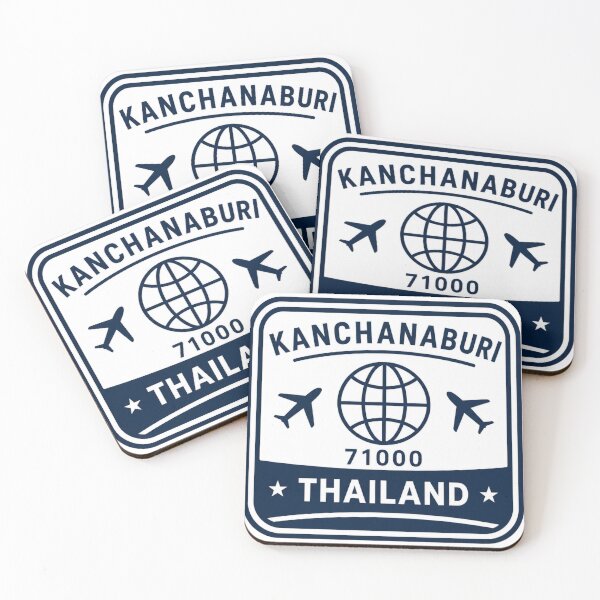 Item preview, Kanchanaburi Thailand Retro Travel Stamp Design designed and sold by Nicha Studio.